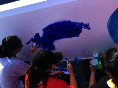 七月二十日色花堂
赴余杭“因水而兴”宣传教育小分队 成员们一起绘制河堤